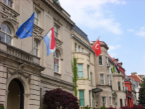 DC Embassies DC Embassy Row buildings and flags
